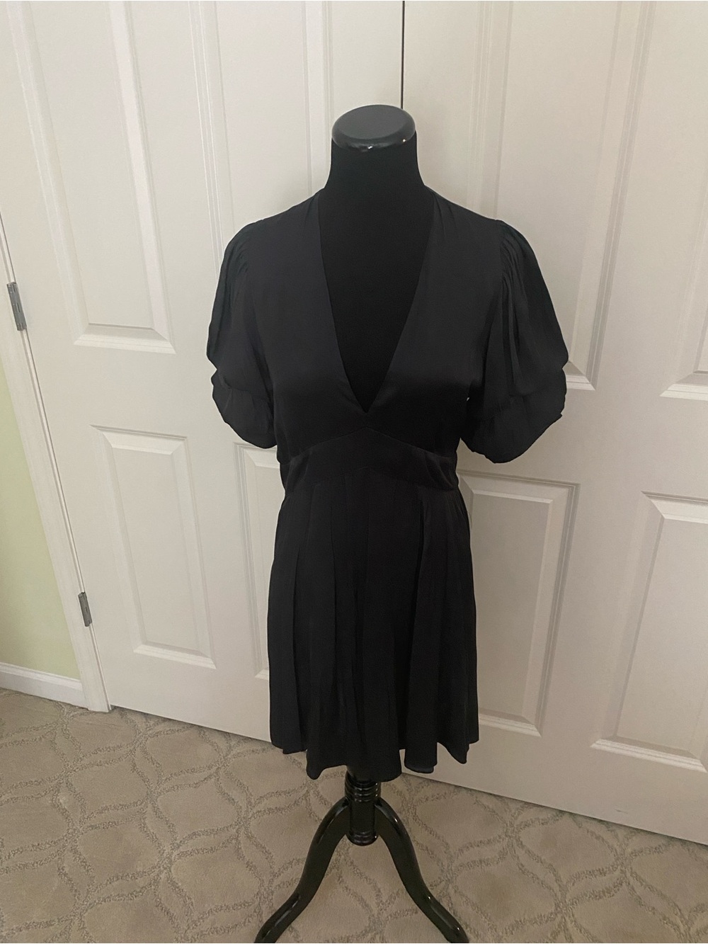 Zadig & Voltaire Black Mini Dress with Puff Sleeves